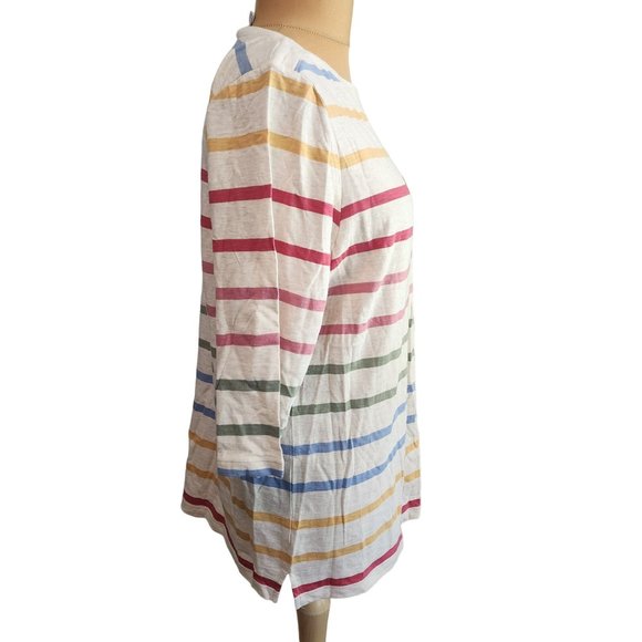 Preowned with Tags CJ Banks Womens Cream Striped 100% Cotton Top Size X (14W) - Picture 2 of 8
